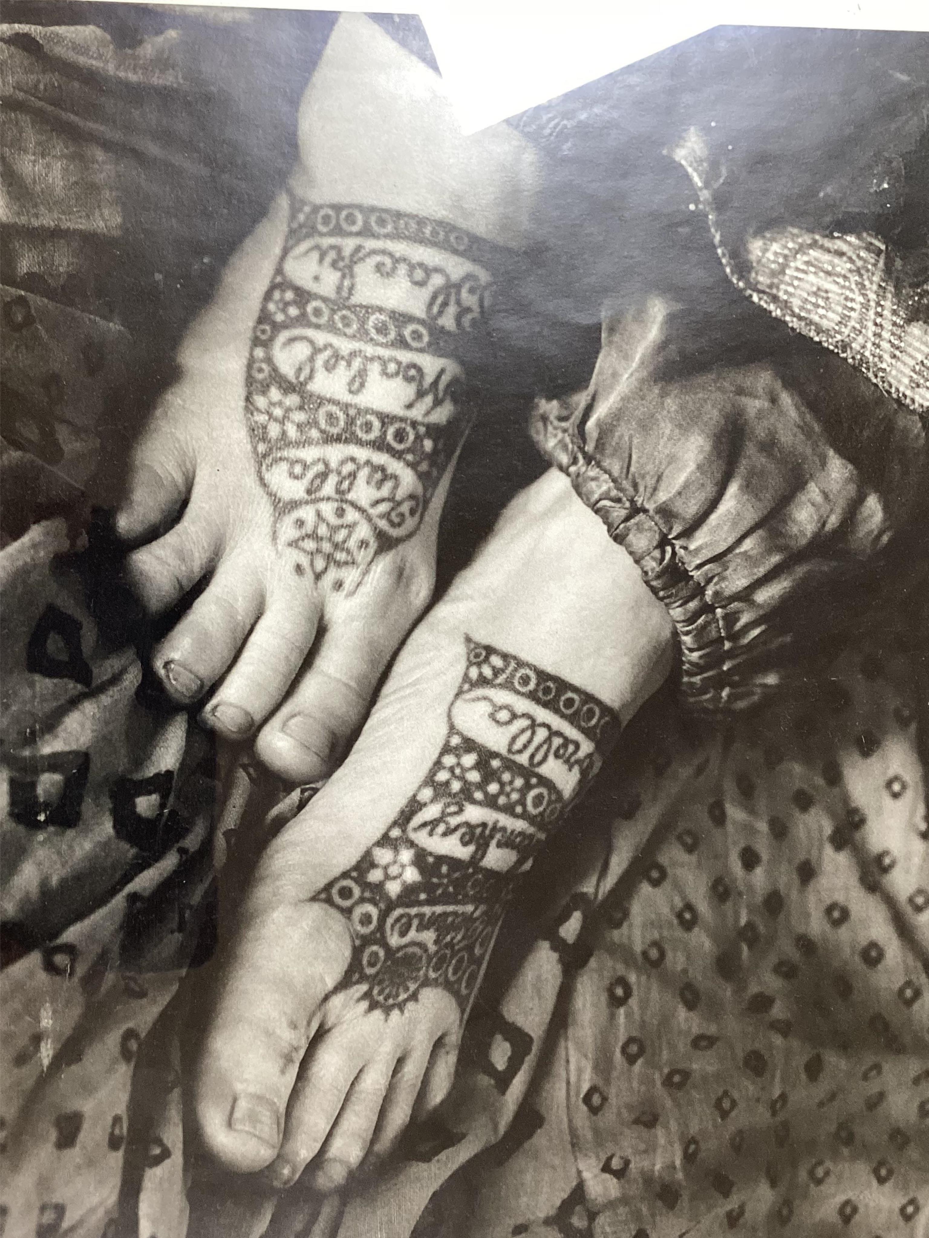 Peter Hujar (1934-87) - black and white photograph, tattooed feet, 38x37cm, frameless. Peter Hujar was a well-known photographer of the 1970’s and ‘80’s New York gay artscene